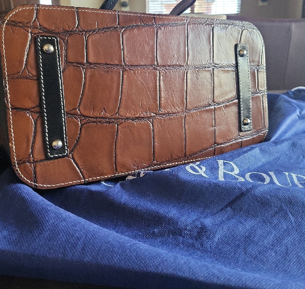 Dooney & Bourke Croc-Embossed Cognac and Black Dover Tote - Picture 8 of 13